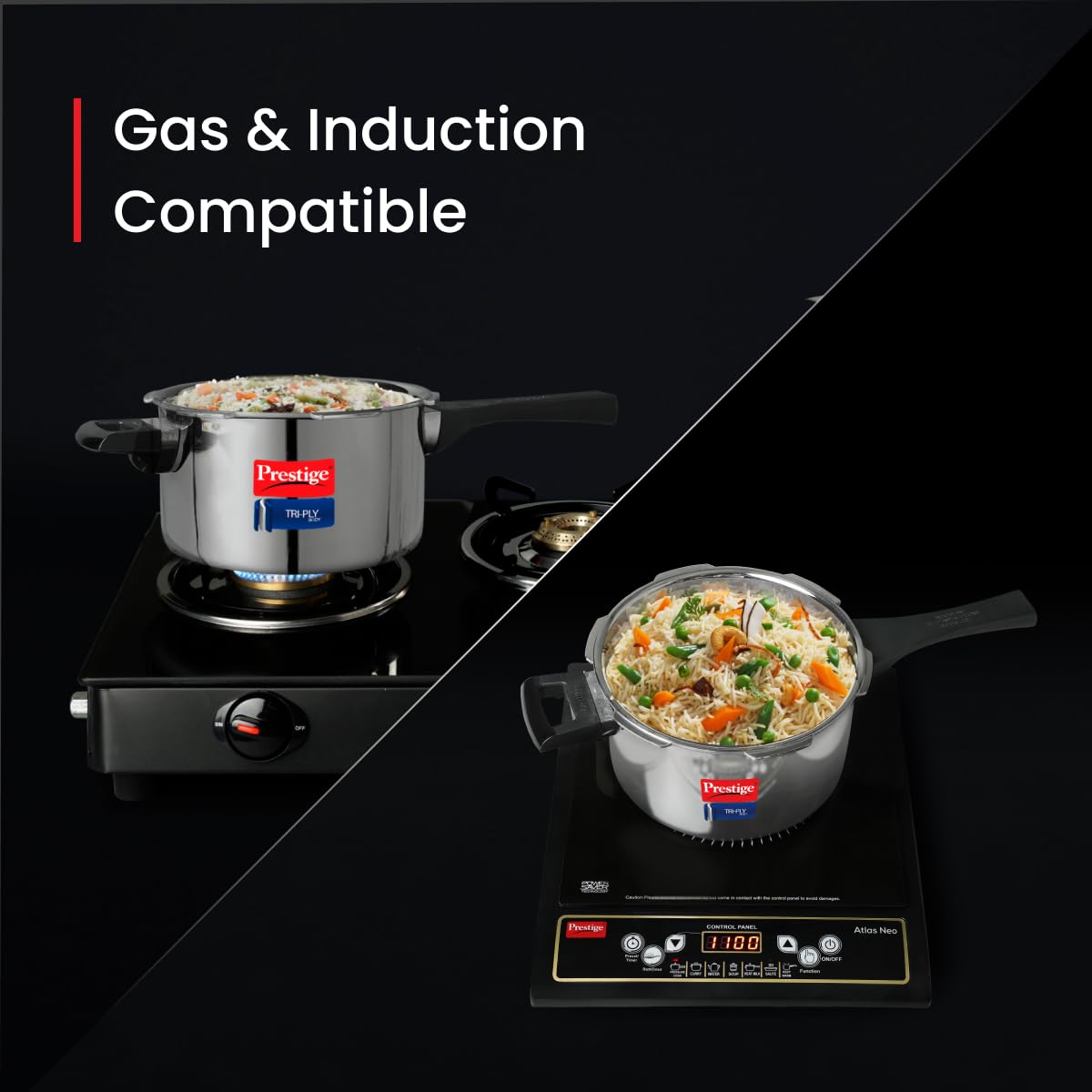 Prestige Svachh Triply, Silver Outer Lid Pressure Cooker (Aluminium),