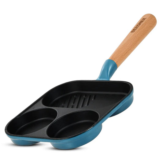 Bergner Excalibur 18cm Cast Iron Breakfast Pan | PFAS-Free Non-Stick Blue