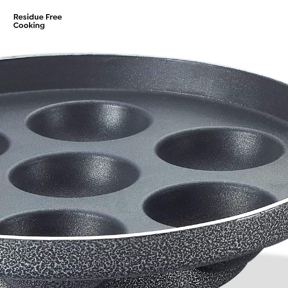 Prestige Omega Select Plus Non Stick Paniyarakkal | Black  |Residue Free Coating |Metal Spoon Friendly | Ergonomic Handle