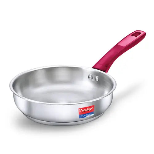 Prestige Platina Popular Stainless Steel Unique Impact Forged Bottom Fry Pan (Silver)