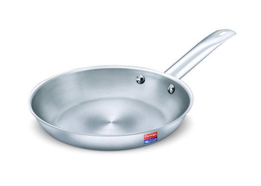 Prestige Tri-Ply Stainless Steel Splendor Fry Pan| Gas & Induction Compatible| Even Heat Distribution| Strong and Durable| Thick Gauge