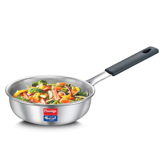 Prestige 12cm/400ml Tri-Ply Stainless Steel Cute Fry Pan|Gas & Induction Compatible| Even Heat Distribution|Perma-Cool Handles|Thick Gauge