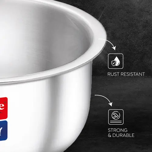 Prestige 6-Piece Tri-Ply Stainless Steel Tope Set| Gas & Induction Compatible| Even Heat Distribution| Strong and Durable| 5 Years Warranty