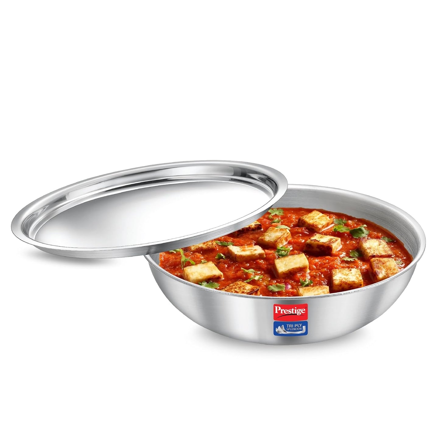 Prestige Tri-Ply Stainless Steel Splendid Tasla with Lid|Gas and Induction Compatible|Even Heat Distribution| Thick Gauge Tri-Ply Body|15 Year Warranty