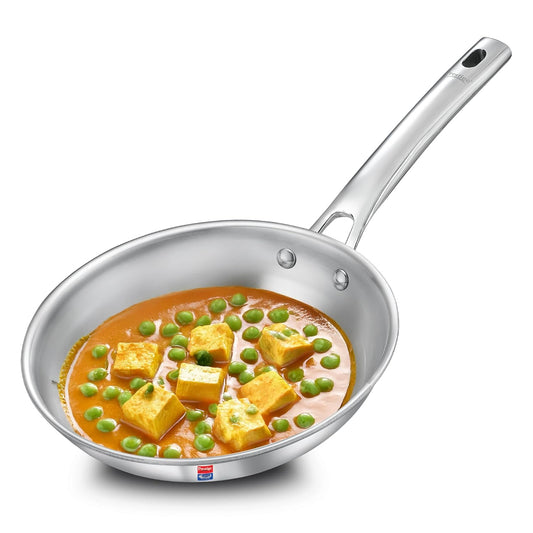 Prestige Splendid Tri-Ply Stainless Steel Fry Pan | Gas & Induction Compatible Cookware