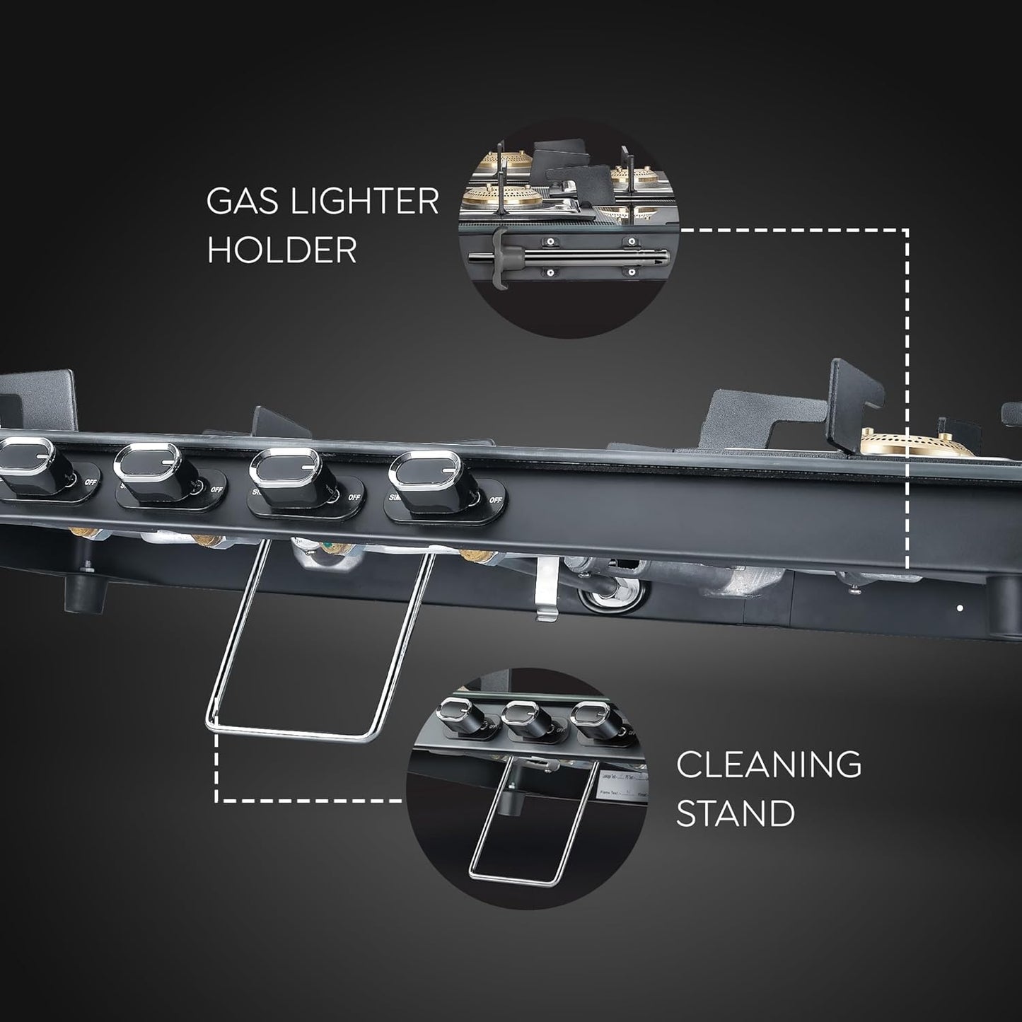 Prestige Vectra r Glasstop Gas Stove|Superior Toughened Glass|Jumbo Brass Burner|3-Way Gas Inlet|360 Degree Revolving Nozzle|10 Years Warranty on Glass|Black