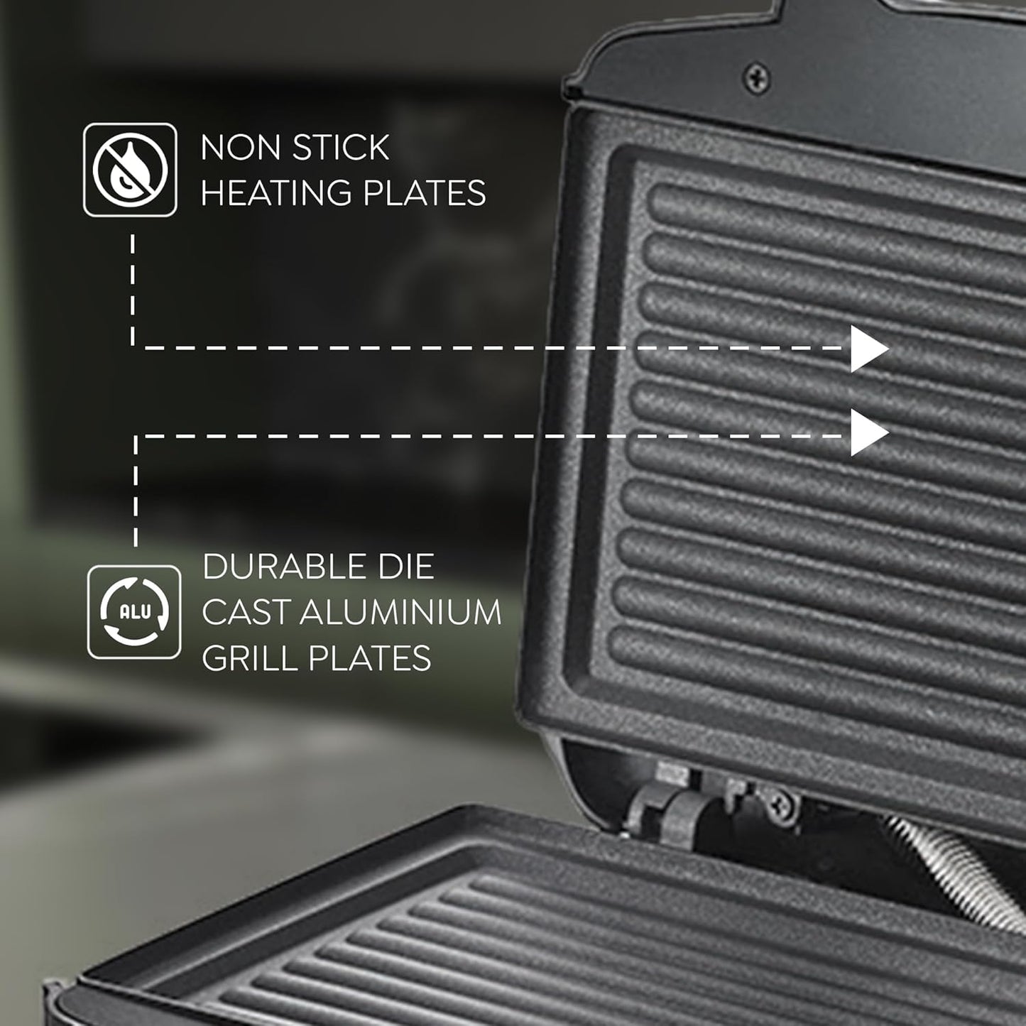 Prestige 800W Sandwich Maker (PGMFD 01)| Black | Heat Resistant Bakelite Body |Non-Stick Coating | Power Indicators | Oil Free Toasting