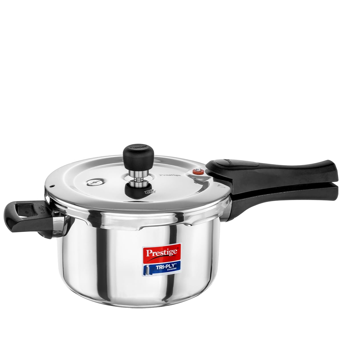 Prestige Tri-Ply Svachh Stainless Steel Pressure Cooker | Spillage Control | Faster Cooking | Silver