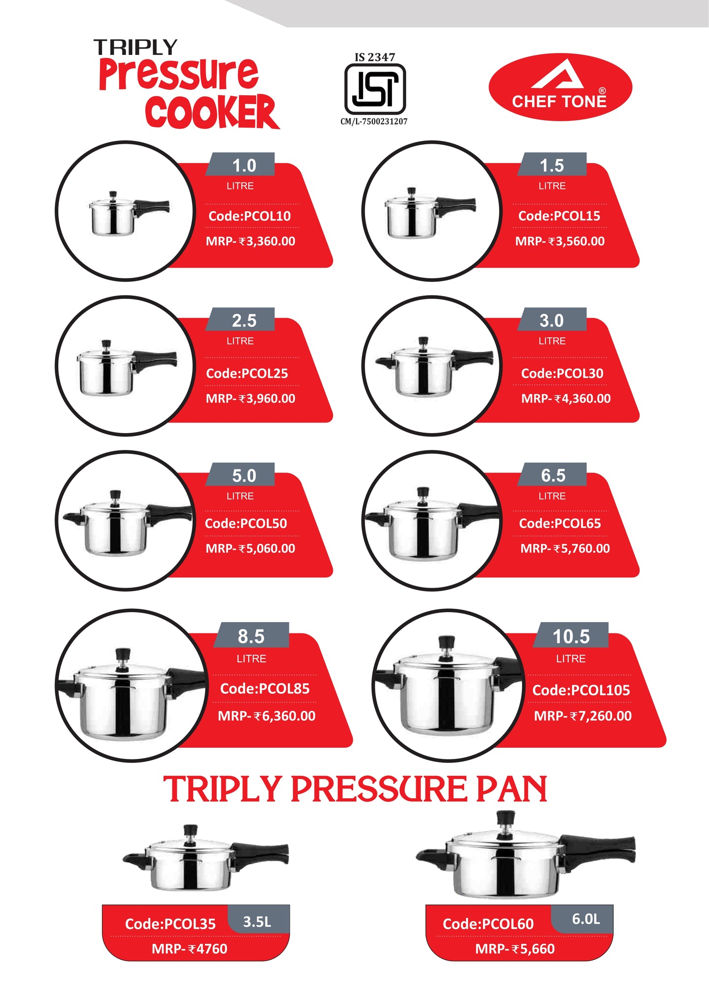 Chef Tone Triply Pressure Cooker