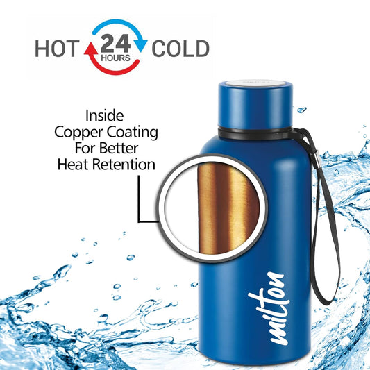 MILTON Aura Thermosteel Bottle, Water Bottles, 24 Hours Hot and Cold, Easy to Carry, Easy Grip, Rust Proof, Tea, Coffee, Office, Travel Bottle,