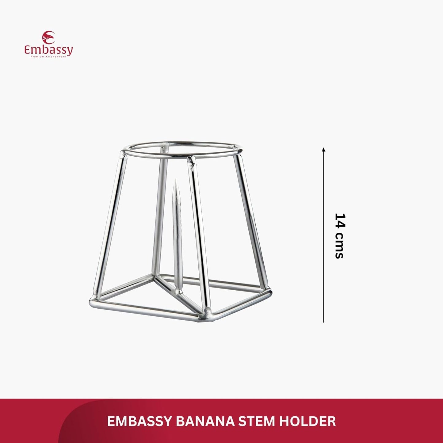EMBASSY Stainless Steel Banana Plant Stand (10 cm x 10 cm x 13.7 cm, THICK / HEAVY, Set of 2)
