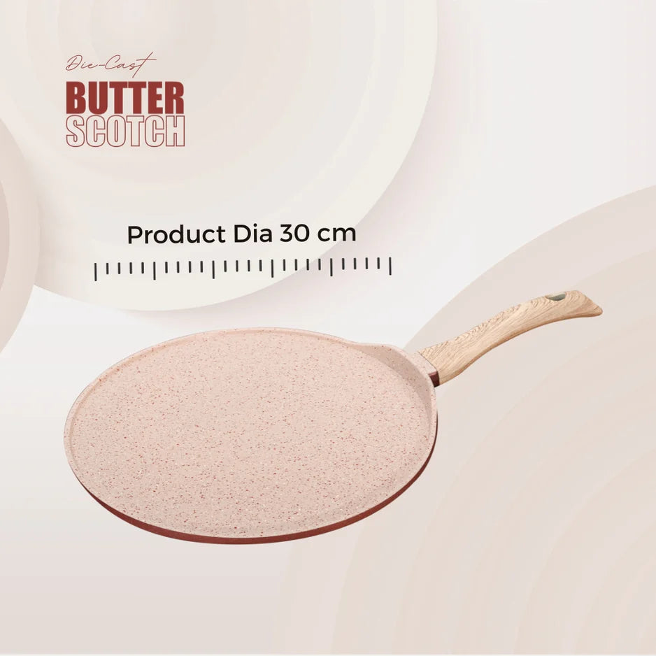 MACclite Butter Scotch Die Cast Non Stick Flat Tawa 30cm Dia, Induction Base