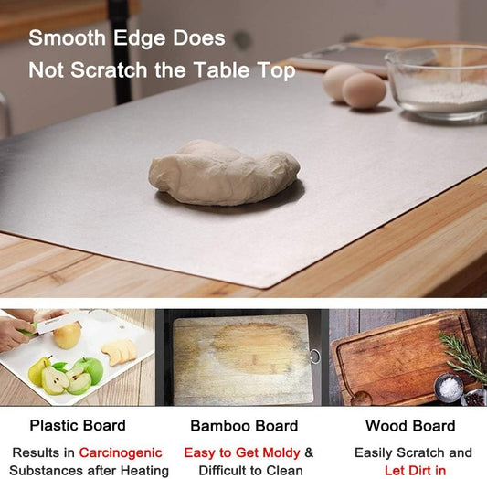 Emassy Stainless Steel Cutting Board | Steel Chopping Board | Cutting Board with Round Edge| Kitchen Counter Top | for Cutting Vegetables, Meat, Fish, Fruits