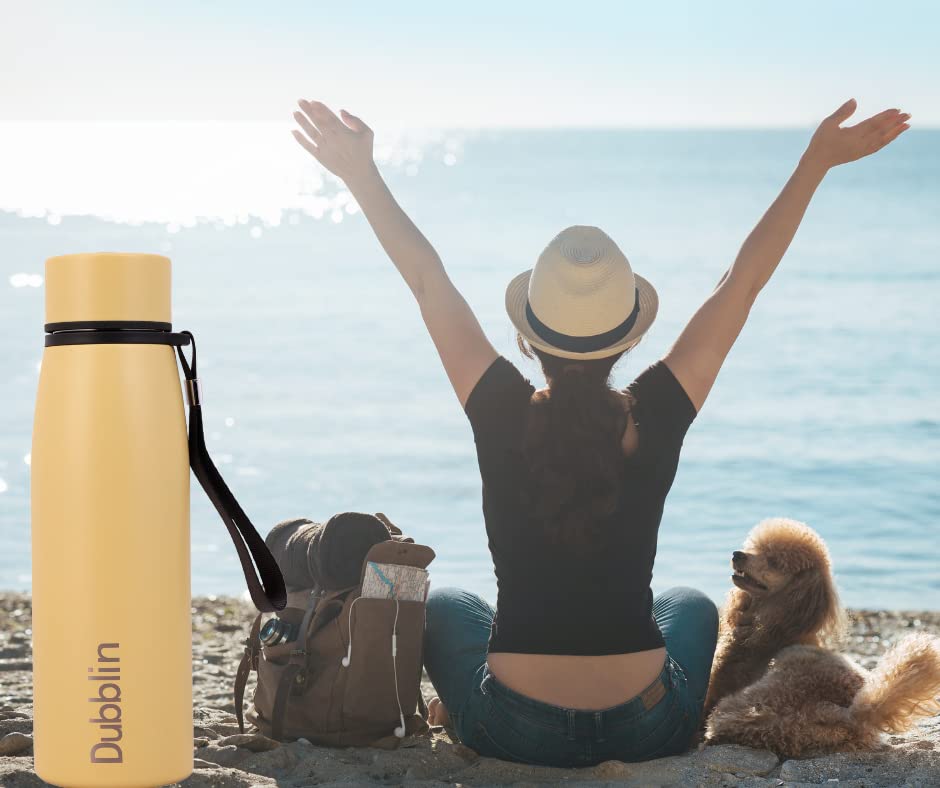 Dubblin Messi Premium Stainless Steel Double Wall Vacuum Insulated BPA Free Water Bottle, Sports Thermos Flask Keeps Hot 12 Hours, Cold 24 Hours(650 ml)