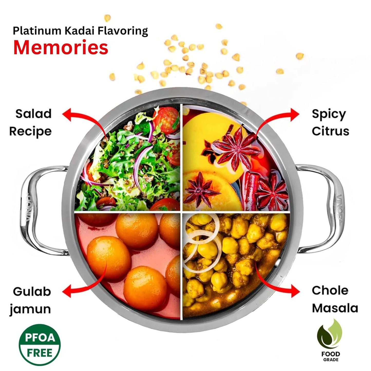 Vinod Platinum Extra deep Triply Stainless Steel Kadai with Lid | 2.5 mm Thick | Triply Kadai with Heavy Bottom | Induction Friendly Triply Stainless Steel Cookware