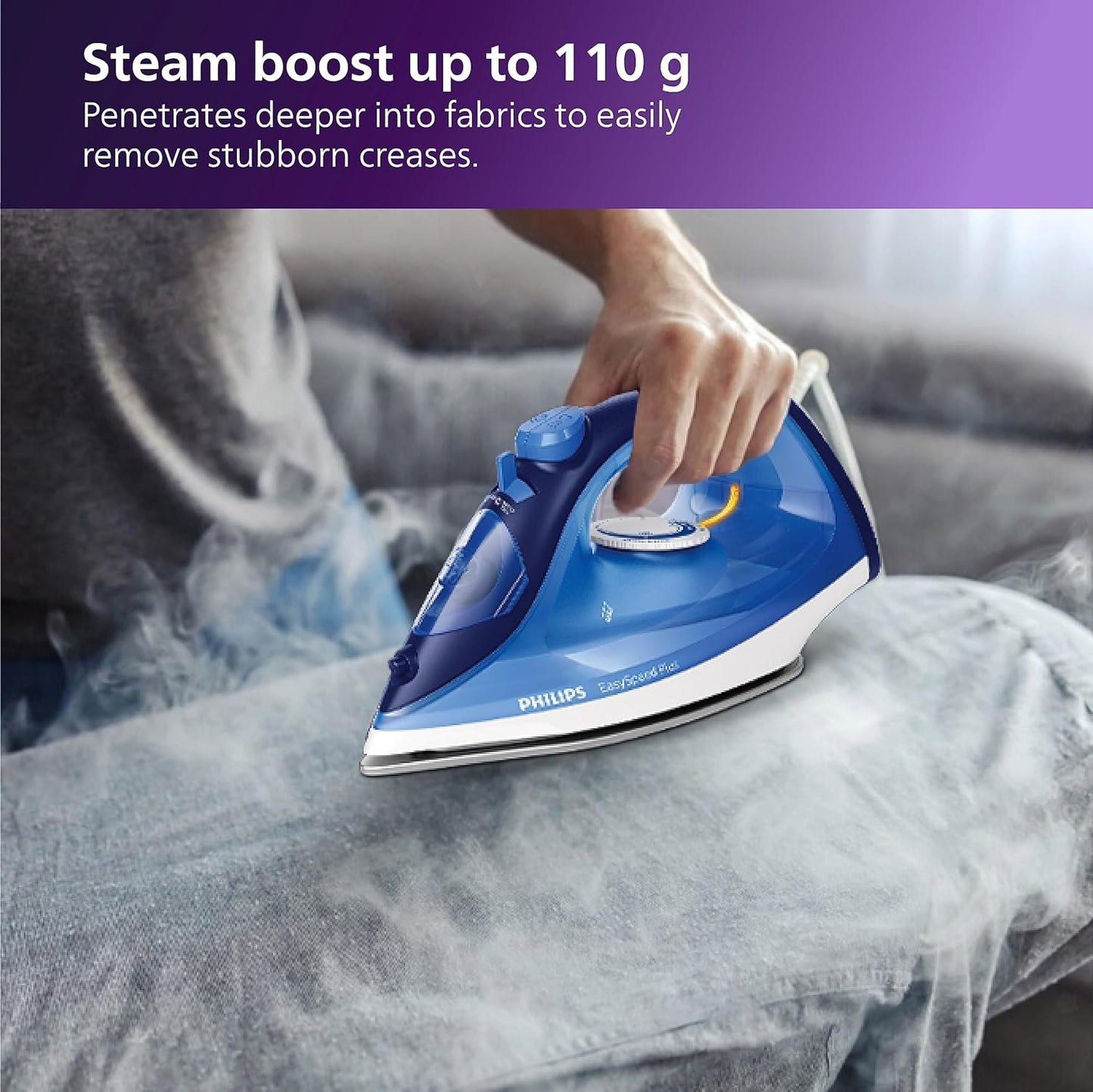 PHILIPS Steam Iron Gc2145/20 2200 Watts, From Worlds No.1 Ironing Brand*, Scratch Resistant Ceramic Soleplate, Steam Rate Of Up To 30 G/Min, 110 G Steam Boost, Drip Stop Technology