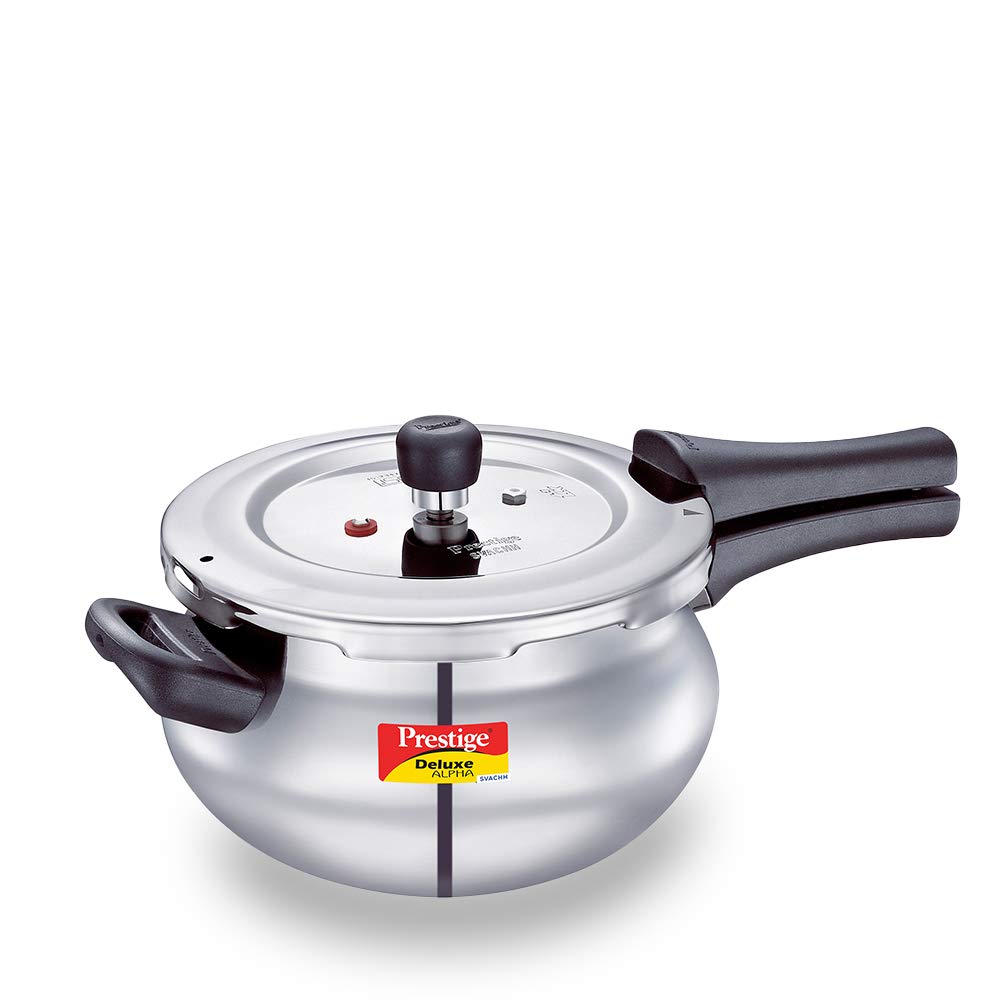 Prestige Svachh Alpha Pressure Handi With Deep Lid For Spillage Control, Stainless Steel, Silver, Outer Lid