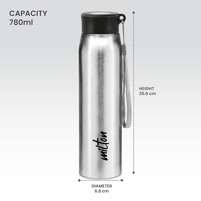MILTON Handy Stainless Steel Water Bottle, water bottles, Single walled, Leak-Proof, Rust-free Steel Bottle, Easy Grip, Easy to Carry, Travel Bottle,