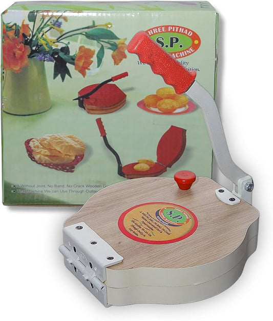 10 Inch Wooden Board Papad-Puri-khakhra Press Maker Plywood Machine with Iron Handle Roti Maker Press Machine with Handle for Kitchen Home ..