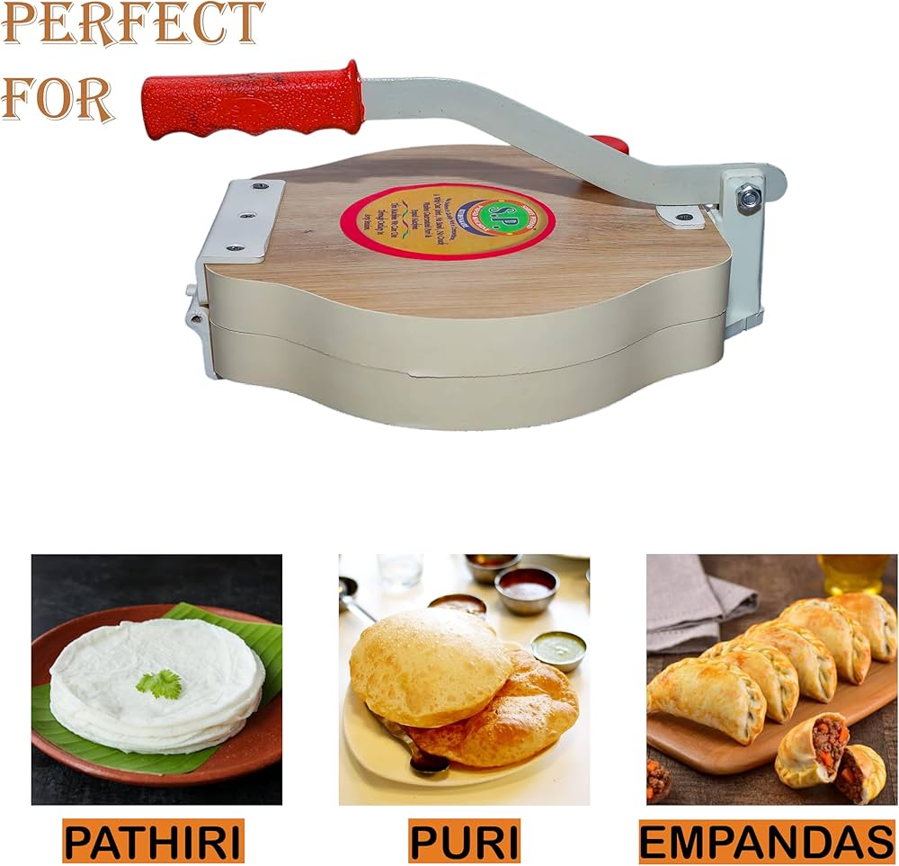 10 Inch Wooden Board Papad-Puri-khakhra Press Maker Plywood Machine with Iron Handle Roti Maker Press Machine with Handle for Kitchen Home ..