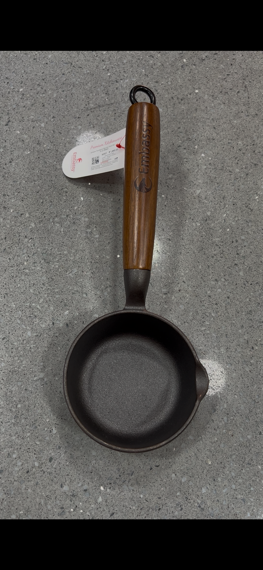 Embassy Cast Iron Tadka Pan with Wooden Handle size-10 cm.!