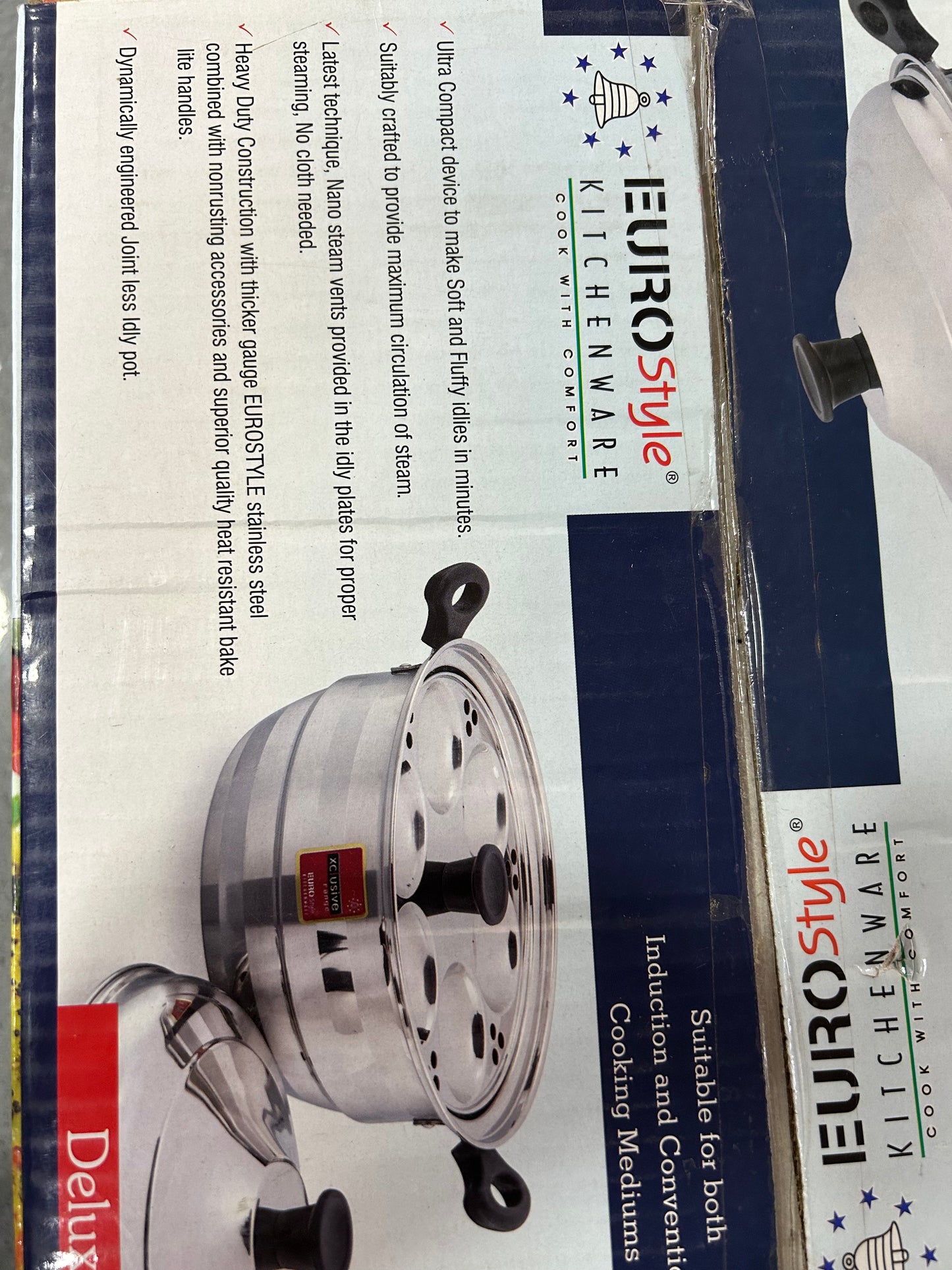 EuroStyle Plus 30 Idli Cookware Stainless Steel - 5 Idli Plates, 1 Steamer Plate, Ideal for Idli, Dhokla & Vegetable Steaming (EUS_Plus_30)