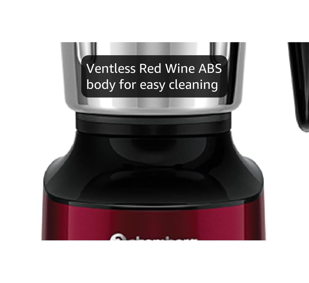 Atomberg Zenova Mixer Grinder | Unique Coarse Mode for Silbatta-like Texture | Intelligent BLDC Motor | Safety Features | 4 Jars including Chopper | Hands-Free Operation (Red Wine)