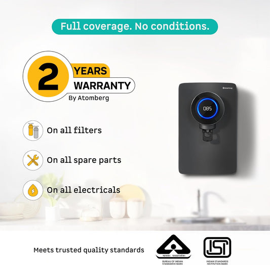 Atomberg Intellon - India’s 1st Adaptive Water Purifier*| RO+UF+UV+Alkaliser | Zero Cost for 2Yrs | 4 Modes | TDS-Based Filtration | Smart IoT | 7-Stage | Retains Minerals | 8L | 2Yr Warranty | No AMC