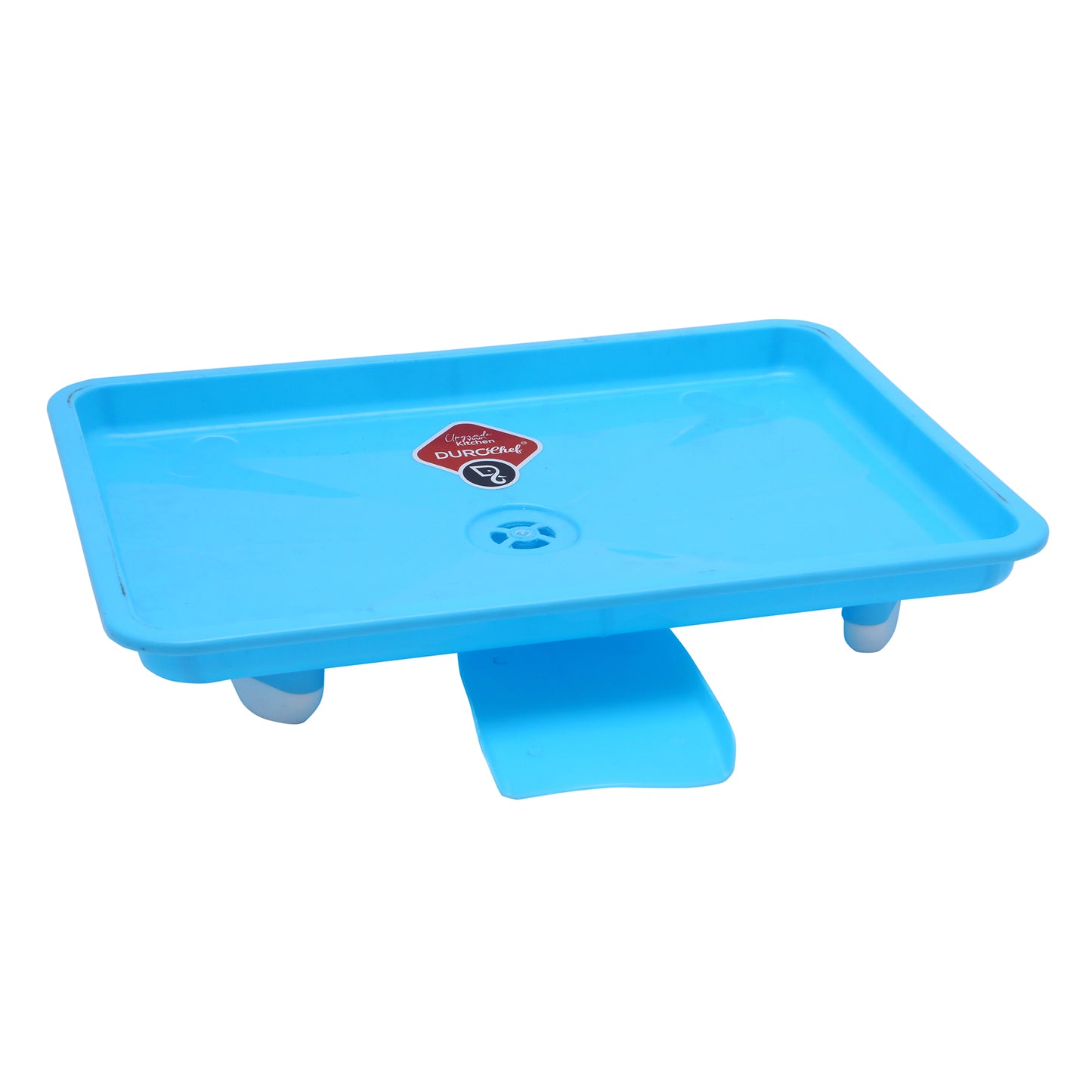 Durochef Smart Sink Stainless Steel Dish Drying Rack with Drainboard, Wire Basket Design, Blue Tray, Kitchen Counter Organiser