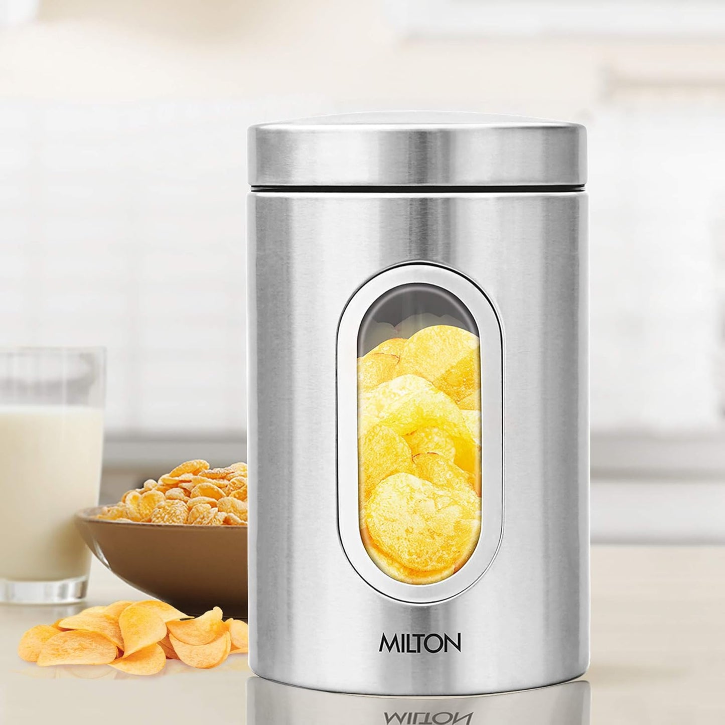 MILTON Steel Clear Round Storage Jar, Steel Plain