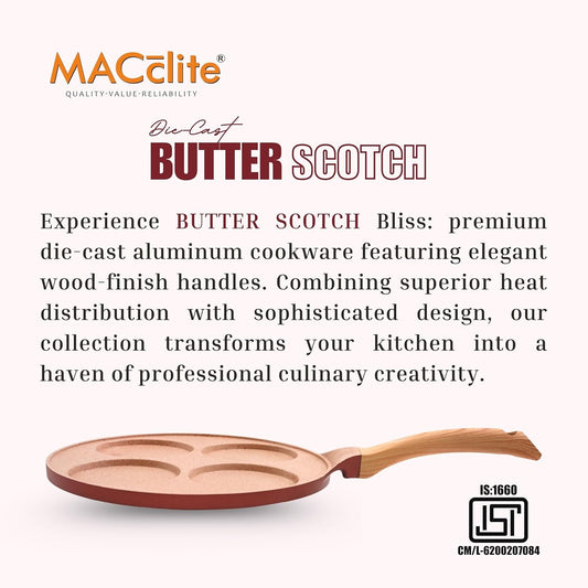Macclite Mini Uttappam / Tikki Pancake Tawa Butter Scotch / 4 Cavity