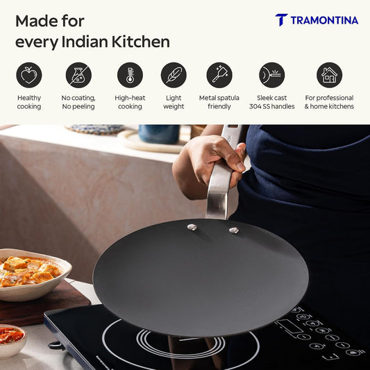 Tramontina Iron Alloy Heritage Roti Tawa 26 cm | Black