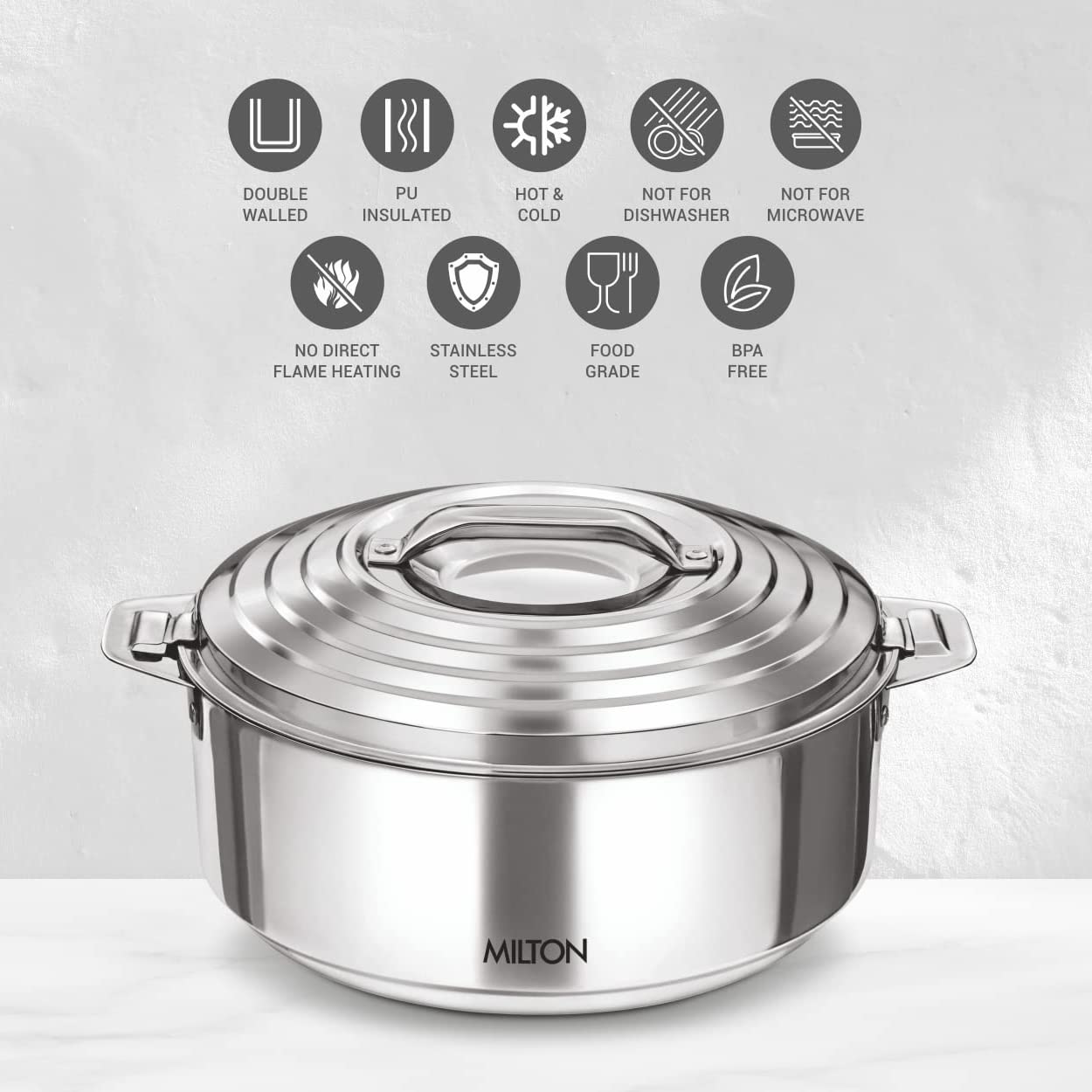 Milton Galaxia Insulated Stainless Steel Casseroles, Set of 3, Silver