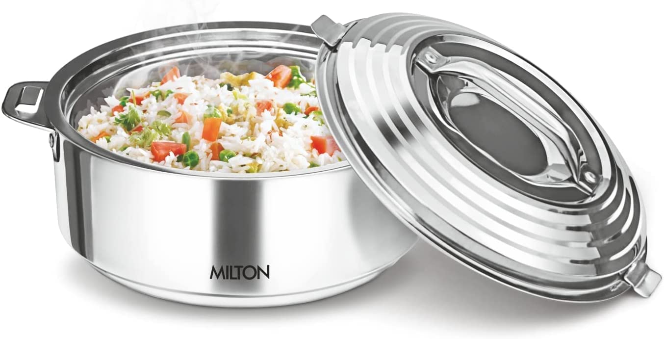 MILTON Galaxia Double Walled Stainless Steel Casserole,, Silver | PU Insulated | Hot & Cold | Hygiene | Odourless