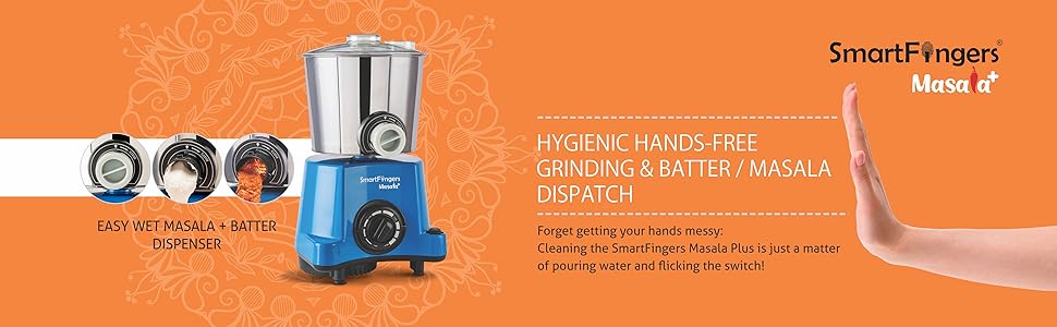SmartFingers Masala + Table Top Masala Wet Grinder 230V 50hz, 2 Liter, Blue