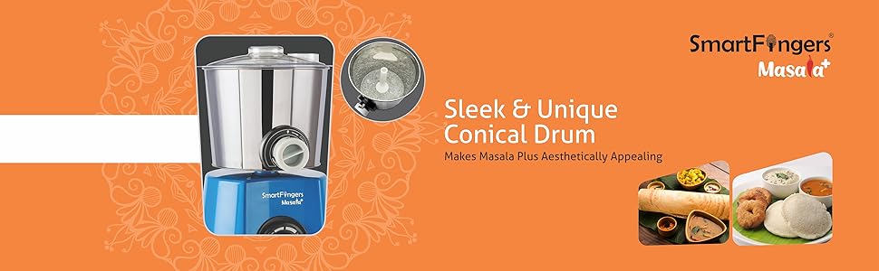 SmartFingers Masala + Table Top Masala Wet Grinder 230V 50hz, 2 Liter, Blue