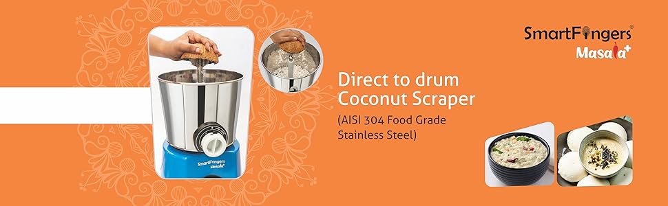 SmartFingers Masala + Table Top Masala Wet Grinder 230V 50hz, 2 Liter, Blue