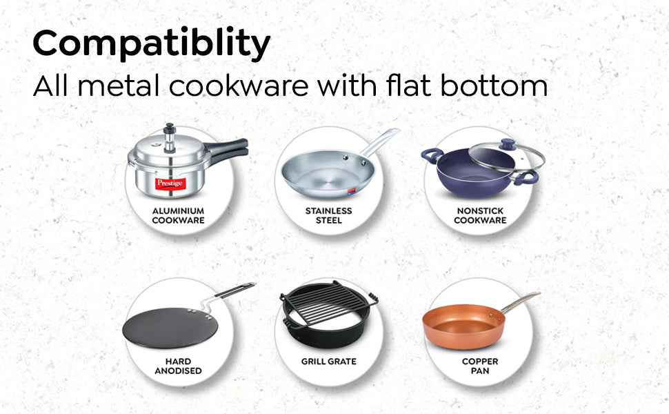 Prestige Infrared Cooktop PIRC 1.0 | 2200W, Stainless Steel & Ceramic | Adjustable Temperature Control | Cool Touch Handle | 1-Year Warranty | Black