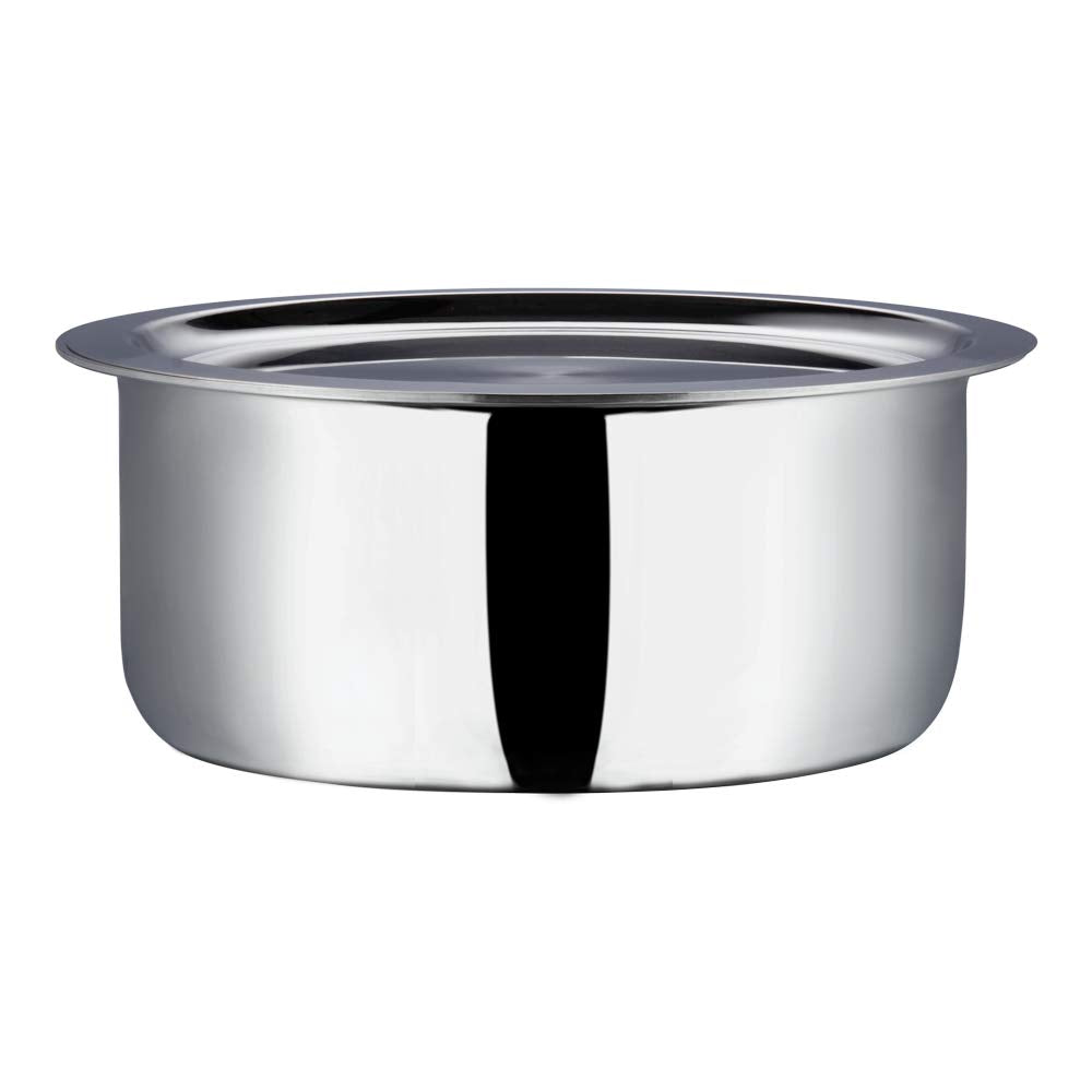 Vinod Platinum Triply Stainless Steel Tope / Patila with Stainless Steel Lid 1 Litre Capacity (14 cm Diameter) - Silver (Induction and Gas Stove Friendly), 5 Years Warranty