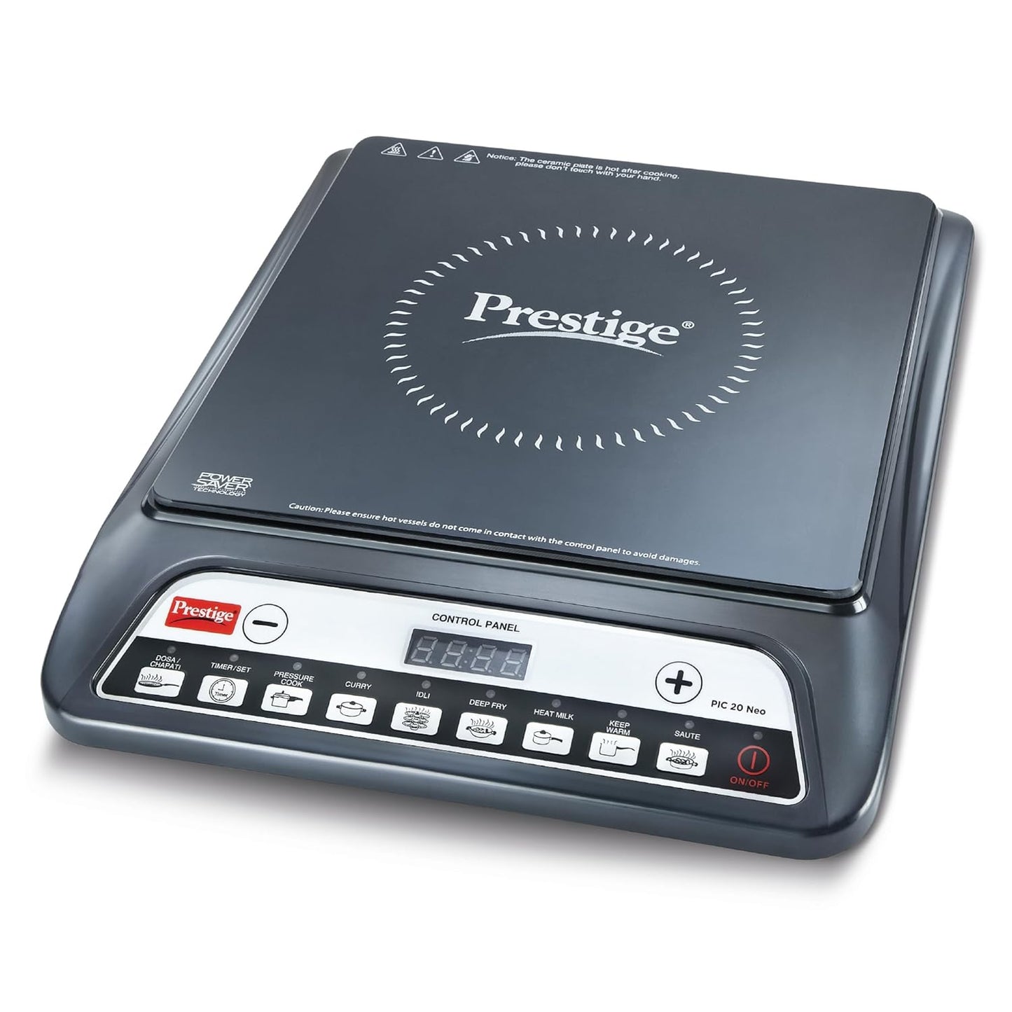 Prestige Pic 20 Neo Induction Cooktop 1600W|Indian Menu Options| Automatic Voltage Regulator| Timer With User Pre-Set, Manual, Black