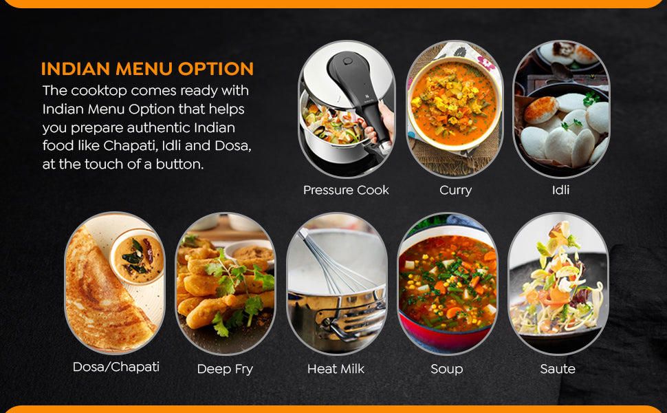 Prestige Pic 20 Neo Induction Cooktop 1600W|Indian Menu Options| Automatic Voltage Regulator| Timer With User Pre-Set, Manual, Black