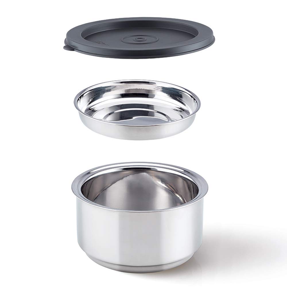 Borosil Carry Fresh Stainless Steel Lunchbox | 3pc Set (280ml x 2 + 475ml x 1 Chapati Dabba) | Tiffin for Office, School & College with Food Grade Steel | Leakproof & Dishwasher Safe