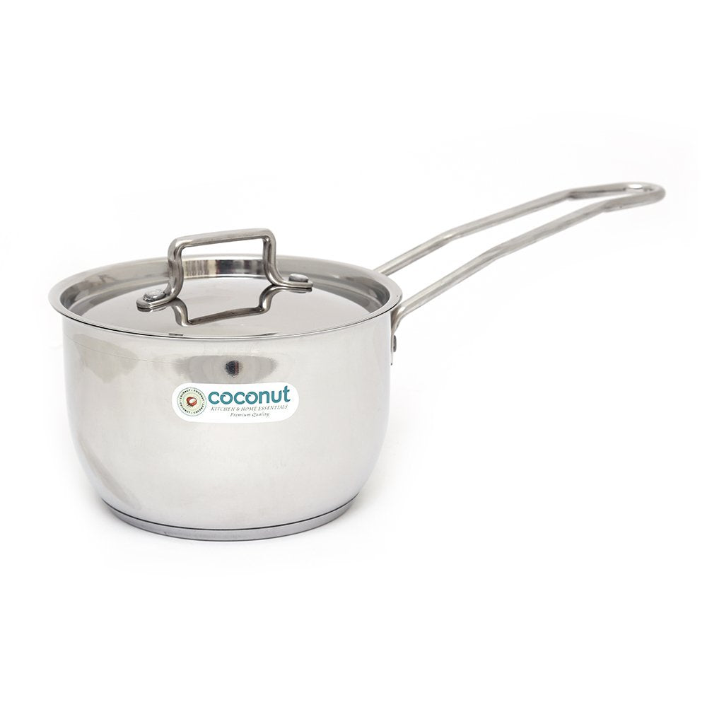 Coconut Triply Saucepan with Lid 1000 ML - 1 Unit - Triply Layer Sandwich Bottom - Gas and Induction Compactible