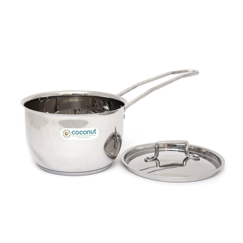 Coconut Triply Saucepan with Lid 1000 ML - 1 Unit - Triply Layer Sandwich Bottom - Gas and Induction Compactible