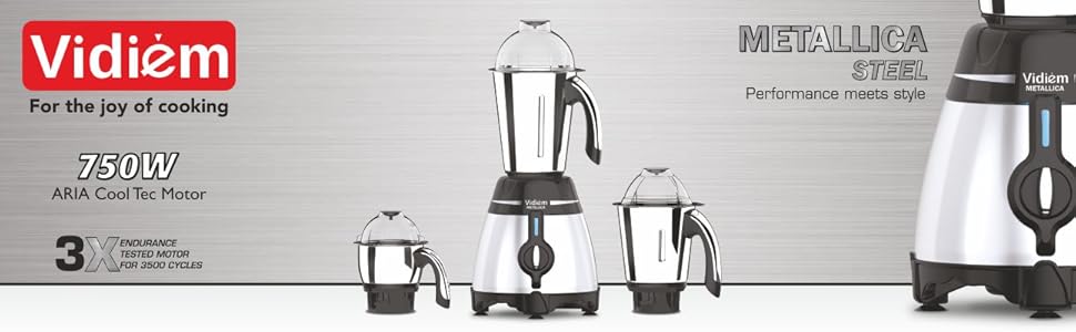 Vidiem 649 A Metallica Bronze|Mixer Grinder 1000 Watt with 3 Jars & 1 Juicer |4 Leakproof Jars withself-Lock for Wet & Dry Spices, Chutneys|5 Years Warranty