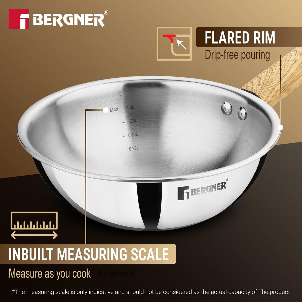 Berger TRI-Oak Wok with Glass Lid