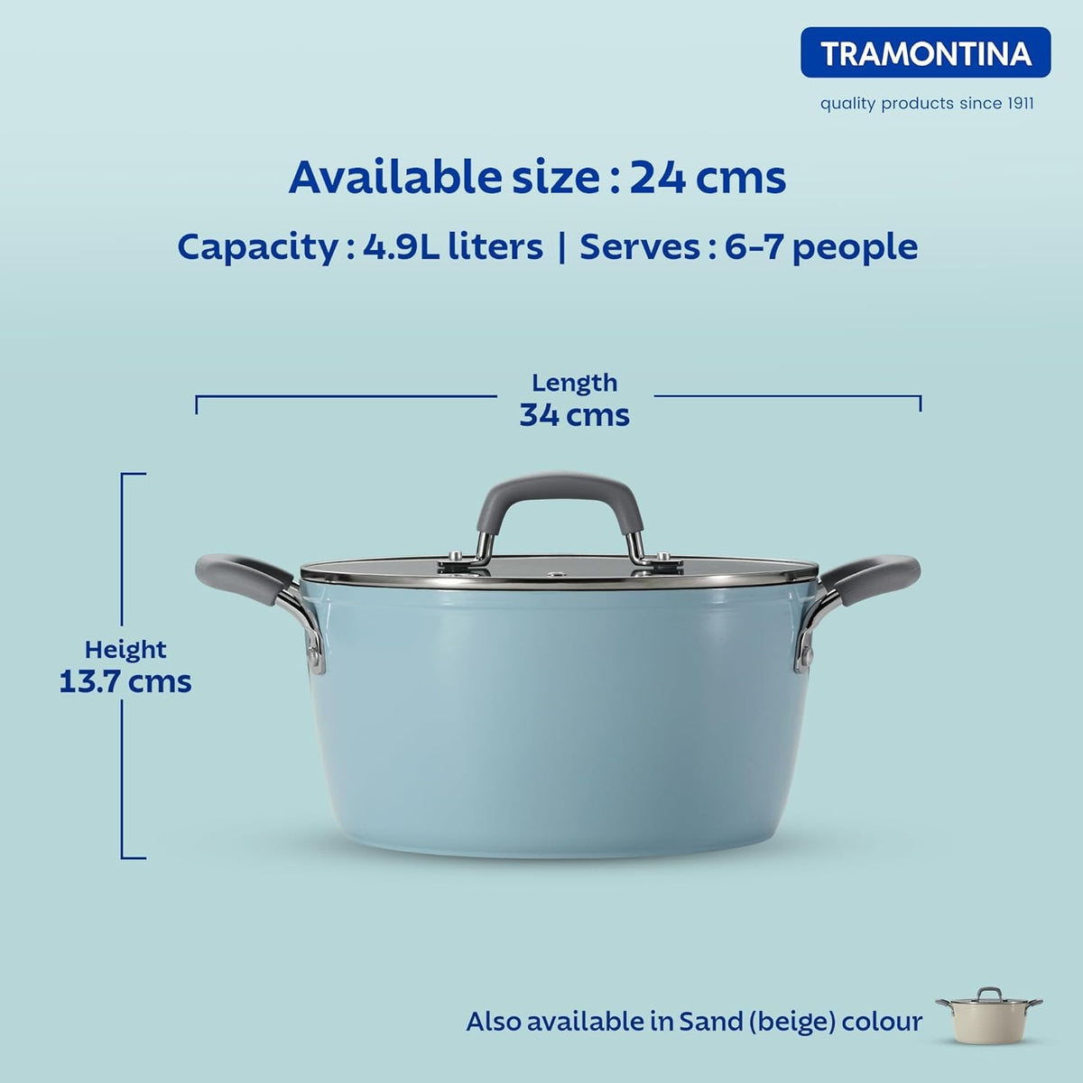 Tramontina Velo Casserole with Flat Glass Lid