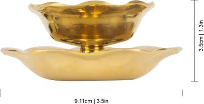 Spillbox Traditional Handcrafted Brass Diya Brass (Pack of 2) Table Diya (Height: 1.3 inch)