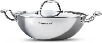 Bergner Argent Triply Stainless Steel Kadhai With Lid 18cm