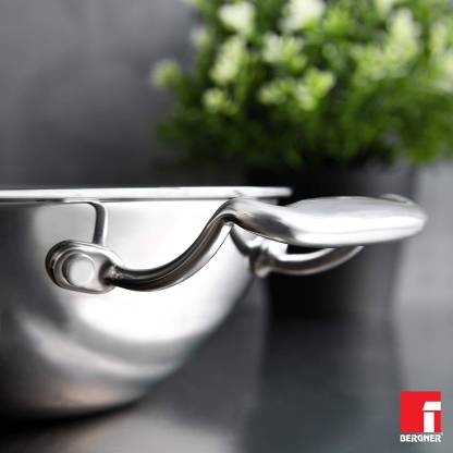 Bergner Argent Triply Stainless Steel Kadhai With Lid 18cm